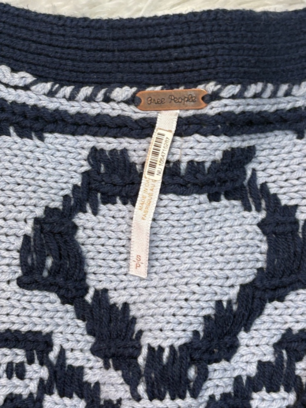 Free People Tapestry V-Neck Sweater Vest Blue - Picture 3 of 4
